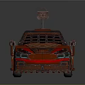 Red And Black Custom Modified Car With Roof Mounted Weapons And Armored Exterior