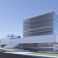 Innovative Modern Architectural Design With Circular Roof Skyscraper And Green Trees