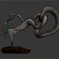 Game Movie Character Fantasy Creature Featuring Multiple Curved Tentacles Pinkish Gray Body Green Accents Red Base