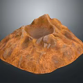 Volcanic Terrain Featuring Orange Brown Surface And Central Crater With Rugged Texture 3d model