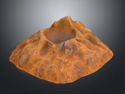 Volcanic Terrain Featuring Orange Brown Surface And Central Crater With Rugged Texture 3d model