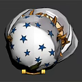 3D Female Portrait Sculpture With Star Pattern Headscarf Horseshoe Ornament Wolf Design And Dark Background