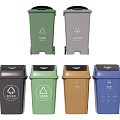 Public Facilities Colorful Waste Sorting Trash Bins With Different Signs 3d model