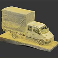 White Cargo Truck With Covered Bed And Canvas Tarp On Platform 3d model