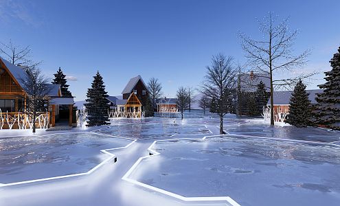 Modern Snow View Chalet Snow View 3d model