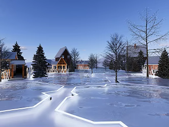 Modern Snow View Chalet Snow View 3d model
