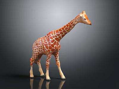 Giraffe Figurine Home Decor Accessory With Orange White Spots Standing Pose And Shiny Surface 3d model