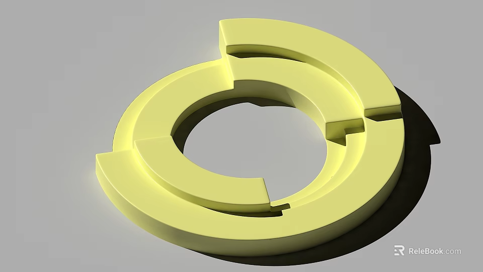 Yellow Circular Geometric Structure 3D Render With Notched Rings And Smooth Surface Design 3d model 
