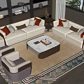 Modern Bentley Sofa Coffee Table Combination Bentley Single Chair Double Sofa Carpet 3d model