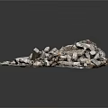Natural Crushed Stones Pile With Irregular Shapes Against Dark Background