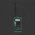 Green Handheld Walkie Talkie With Digital Display Screen Antenna And Control Buttons