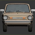 Light Brown Classic Four Door Car With Round Headlights White Wheels And Vintage Design