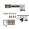 Wall Mounted Kitchen Utensil Set With Spice Jars Cooking Tools And Hanging Organizers