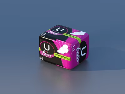 Essential Daily Living Sanitary Pad With Pink Black Design And Leak Protection 3d model