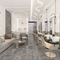Modern Beauty Hair Salon Interior Design With Sofa Coffee Table Mirrors And Salon Chairs
