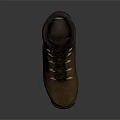 Brown Leather Outdoor Shoes With Yellow Lace Eyelets And Rugged Sole