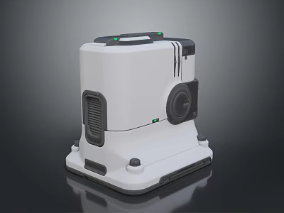 Modern White Device With Black Handle Side Vents And Reflective Base Design 3d model
