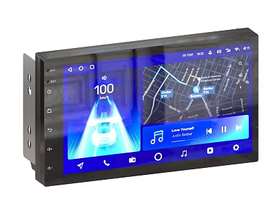 Car Stereo Navigation System With Touchscreen Music Playback And Speed 3d model