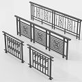 Black Metal Railings With Intricate Decorative Patterns And Various Designs 3d model