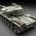 Military Green Tank With Long Cannon Tracks Detailed Turret And Heavy Armor