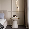 Elegant Modern Bedside Table With Books Decorative Bowl Bed Pillow And Wall Design