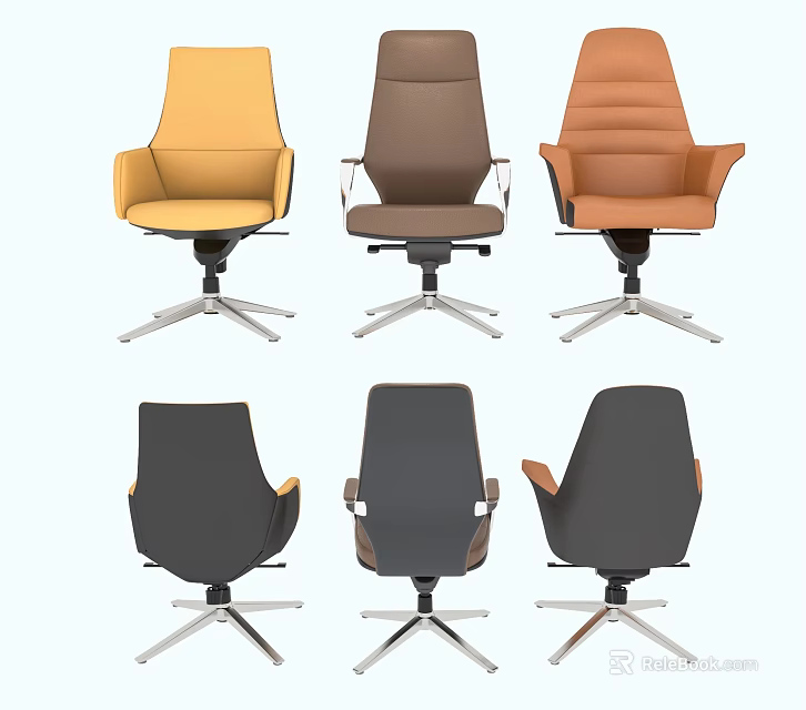 Modern Office Chairs With Multiple Colors Ergonomic Design And Swivel Base 3d model 