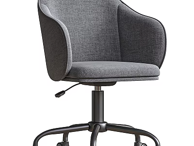 Modern Gray Fabric Desk And Chair Set With Armrest And Rolling Wheels 3d model