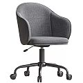 Modern Gray Fabric Desk And Chair Set With Armrest And Rolling Wheels