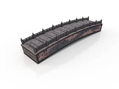 Traditional Chinese Stone Bridge With Ornate Railings And Decorative Side Panels 3d model