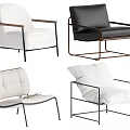 Modern Accent Chairs With Different Designs White Black Fabric Leather Upholstery And Metal Frames