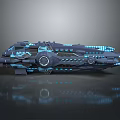 Futuristic Cosmic Spaceship Design With Blue Lights And Advanced Structure Details