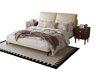 French Single Bedside Cabinet Carpet 3d model