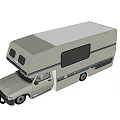 White Camper Van Automobile With Side Windows And Exterior Design 3d model