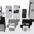 Modern Office Appliances With Multifunctional Printers Copiers And Scanners For Workplace Use