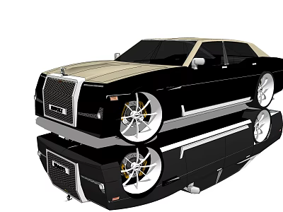 Vintage Luxury Sedan With Black And Gold Exterior Chrome Accents And Large Wheels 3d model