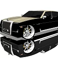 Vintage Luxury Sedan With Black And Gold Exterior Chrome Accents And Large Wheels