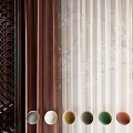 Brown Velvet Curtains And White Sheer Curtains With Dark Fan Pattern Partition Colorful Balls