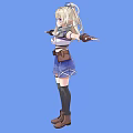 Blonde Haired Woman With Blue Eyes In White Top Blue Shorts And Arms Outstretched