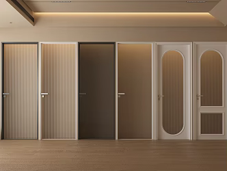 Modern swing door glass door Changhong glass door single door cream glass door oil sand glass door 3d model