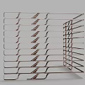Modern Geometric Architectural Component With Layered Horizontal Strips And Triangular Supports
