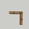 L shaped Wooden Landscape Seat With Green Stone Decorations For Outdoor Garden