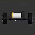 Toy Car Chassis 3D Model With Gray Frame Black Wheels Yellow Black Motor White Components