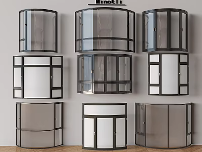 Various Casement Windows Designs With Modern Frames And Tempered Glass Panels 3d model