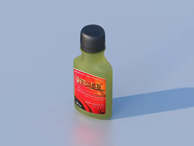 Household Green Bottle With Black Cap And Red Yellow Label For Daily Use 3d model