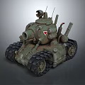 3D Rendered Green Military Tank With Cannon Tracks Antennas And Red Triangle Markings