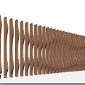 Wooden Landscape Wall With Wavy Vertical Slats Modern Design Decorative Structure 3d model