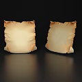 Two Piece Beige Wrinkled Decorative Pillow Set With Shiny Surface On Black Background