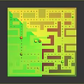 Colorful Balls Moving Through Blue Maze With Yellow Dots And Paths