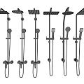 Various Modern Chrome Shower Systems With Wall Mounted Handheld And Overhead Designs 3d model