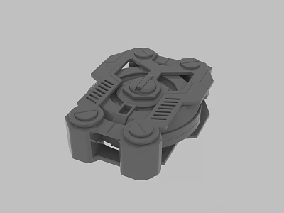 Gray 3D Model Mechanical Part With Geometric Structure And Circular Protrusions 3d model